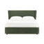 Grand lit en chenille Cheryl avec assemblage sans outil et tête de lit rembourrée, tissu vert foncé, conception peu encombrante-1107518980