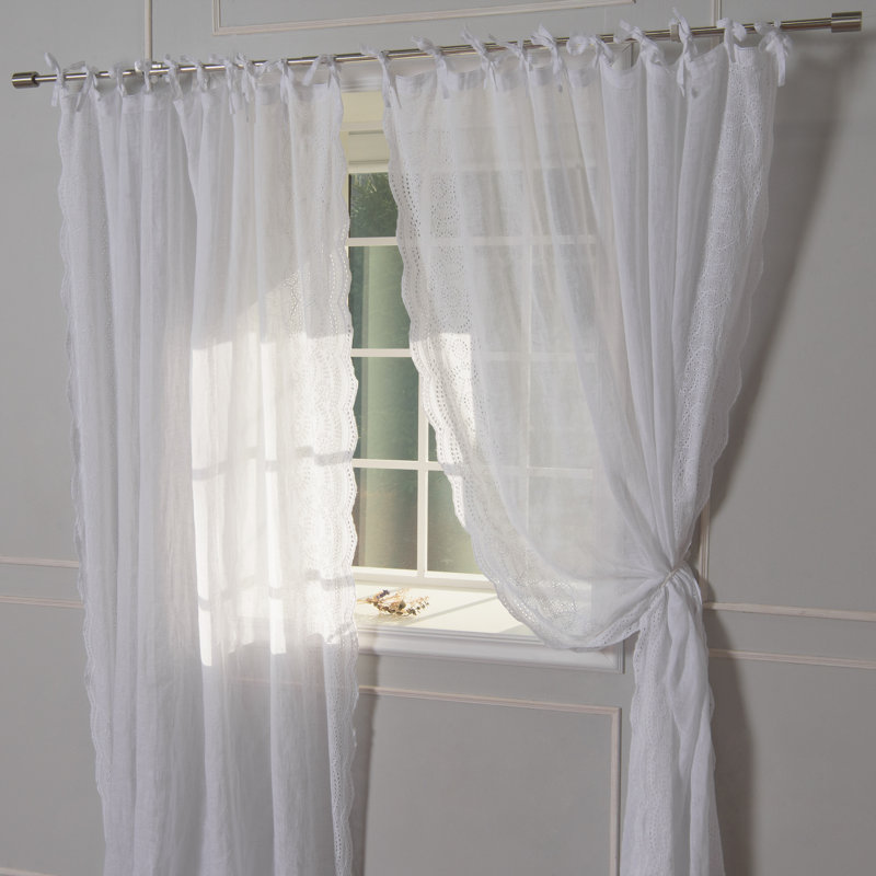 Natasha Sheer Curtain, White, 52" W x 96" L
