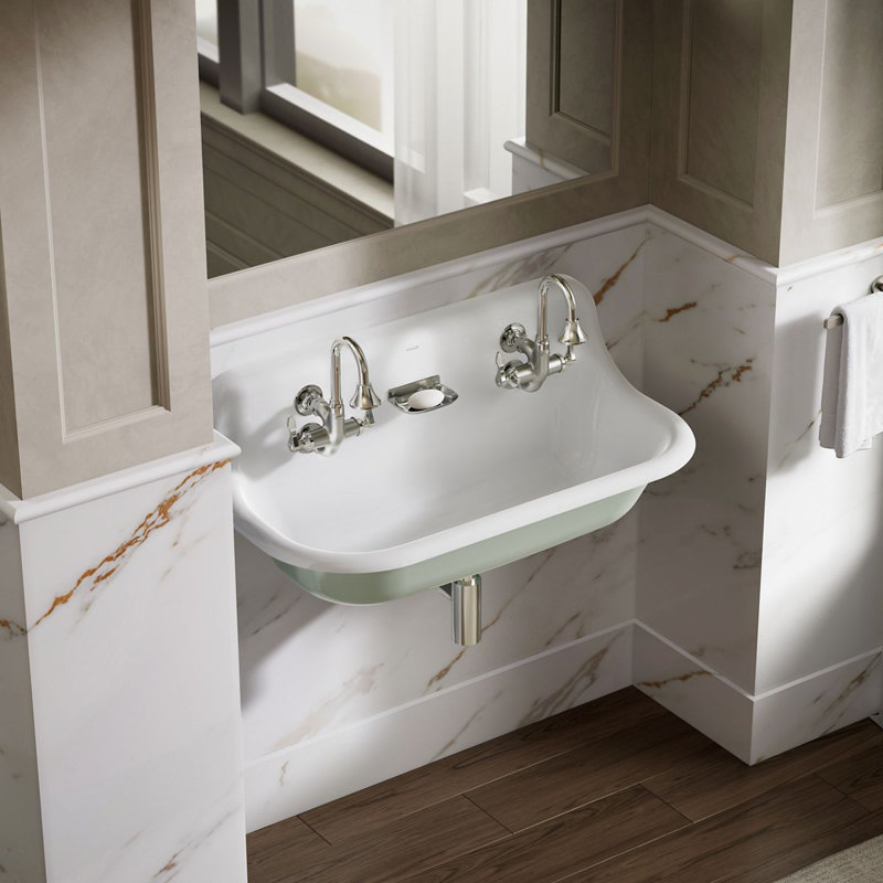 Brockway 36 In. Wall-Mount Utility Sink, White/Gray