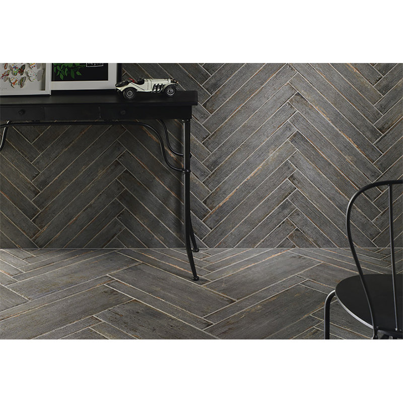 Carreau de porcelaine aspect bois 8 po x 24 po, Teck vieilli