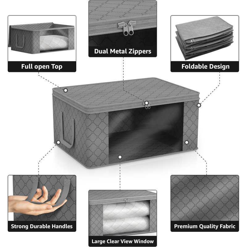 Sorbus Foldable Storage Fabric Cube Bin Bag Organizers, 1-Piece, Grey