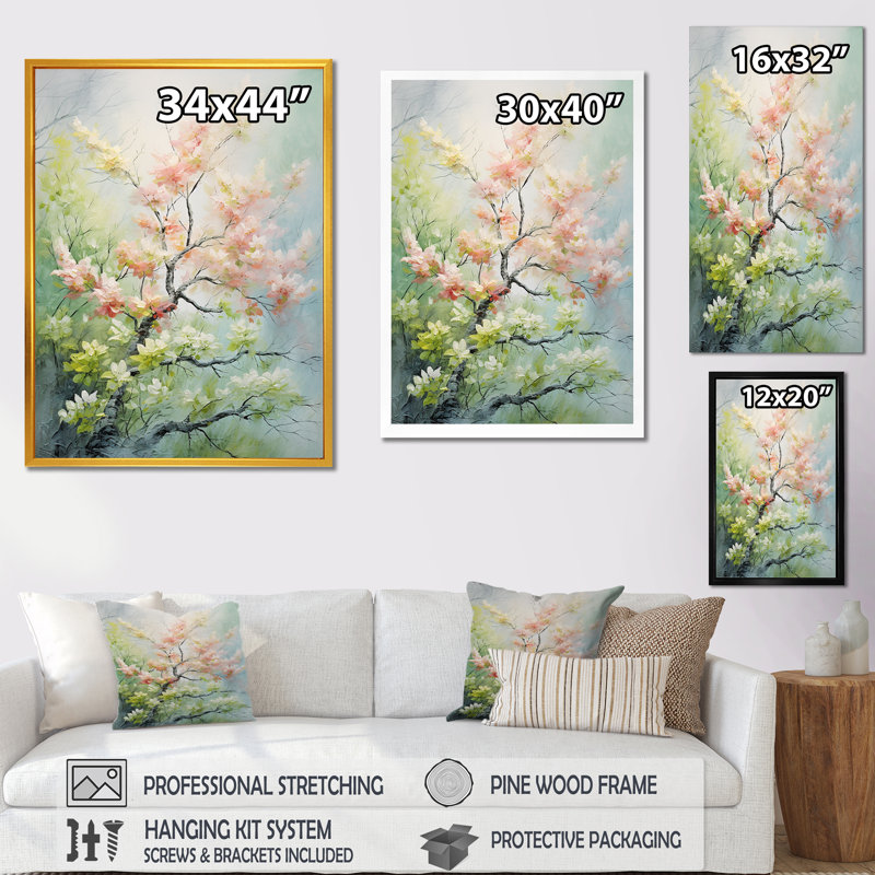 «Tree American Basswood Spring Blooms III», art mural arbre, H 20 po x l 12 po x P 1 po, Cadre simple noir