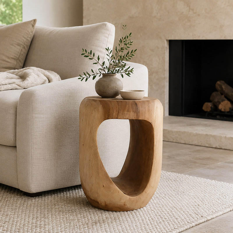Millwood Pines Naples Hand Carved End Table