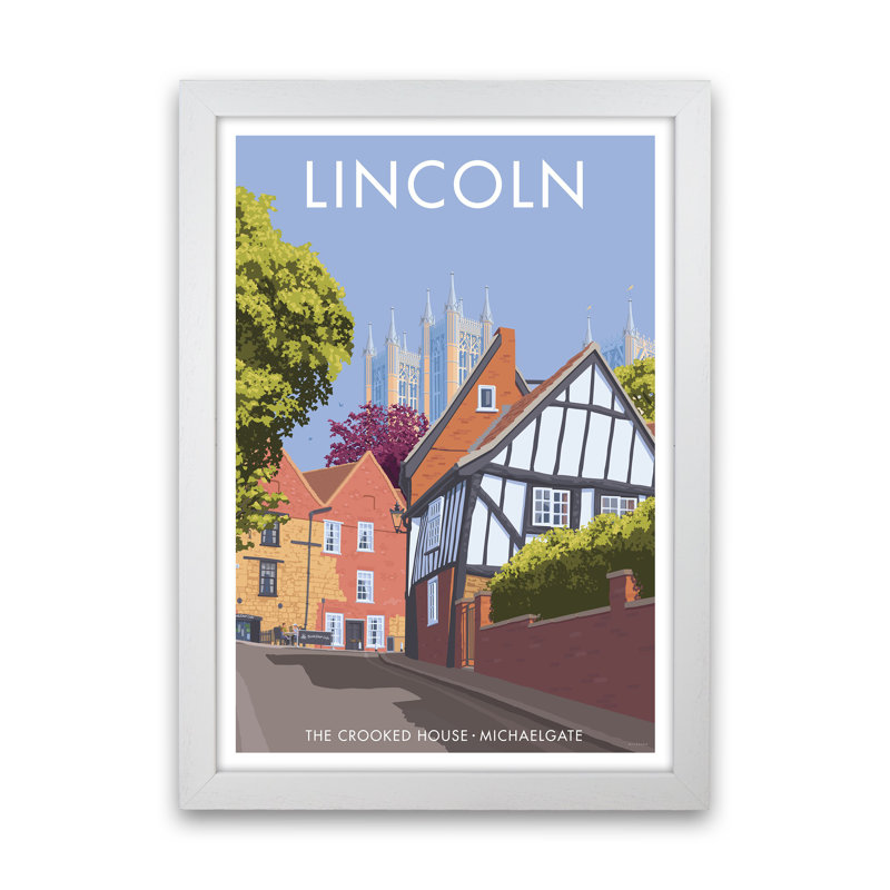 Lincoln Crooked House by Stephen Millership - Print on Canvas, 63cm H x 46cm W x 3cm D, White Framed Paper