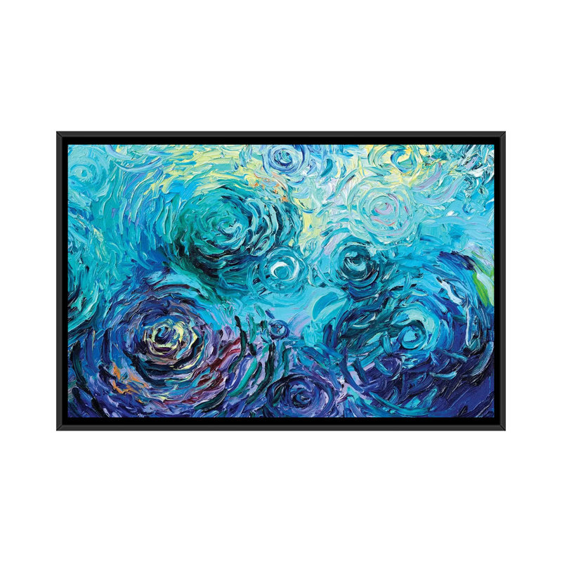 « bm 010 » par iris scott abstracts, impression sur toile, H 18 po x l 26 po x P 1,5 po, Toile avec cadre noir, Pas de tapis