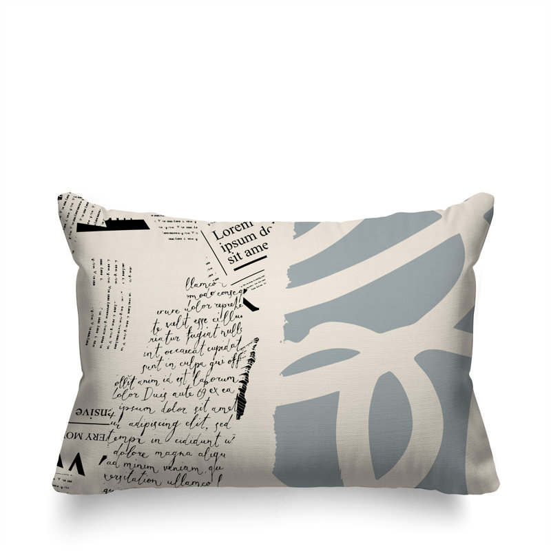 Oreiller rectangulaire réversible intérieur / extérieur Vaya, H 18 po x l 25 po, Gris / noir / blanc cassé