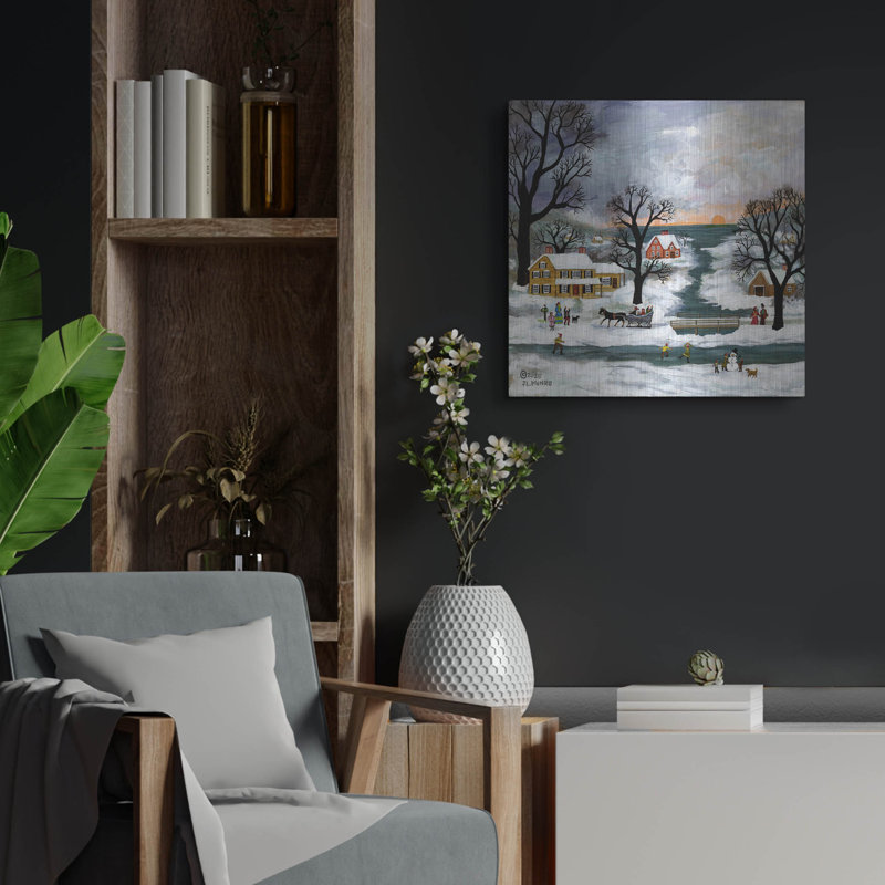  «Winter Sunset On Lake Ontario» par JL Munro, art mural en métal, 24 po x 24 po, H 24 po x l 24 po