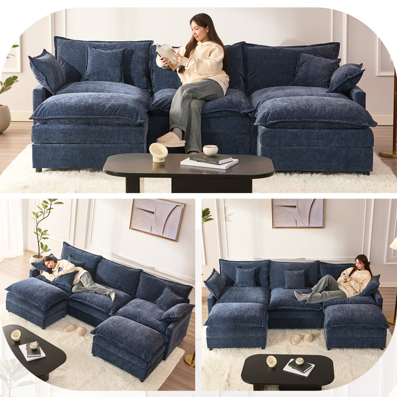 3 Seater Sofa, Navy, Chenille