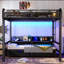 Cadre de lit contemporain pour la maison, lit superposé avec tablettes de rangement et tiroirs, lit superposé en métal avec ports USB et lumière DEL