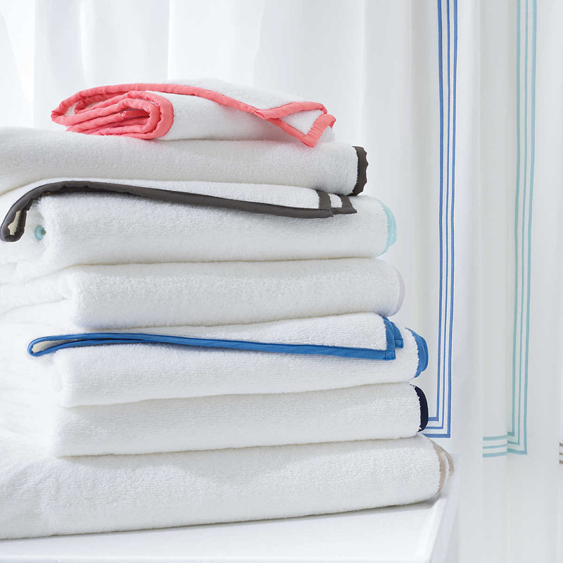 Signature Banded Washcloth, White/Indigo