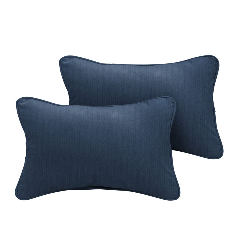 Sunbrella Outdoor Solid Corded Pillow, 13"H x 20"W, Spectrum Indigo Sunbrella® Plainweave