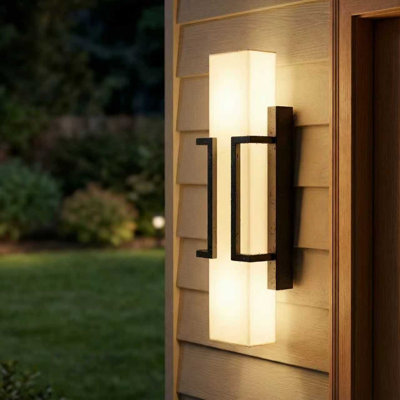 Modern LED Outdoor Wall Sconce, Dimmable Waterproof Glass Shade, 3000K Warm White