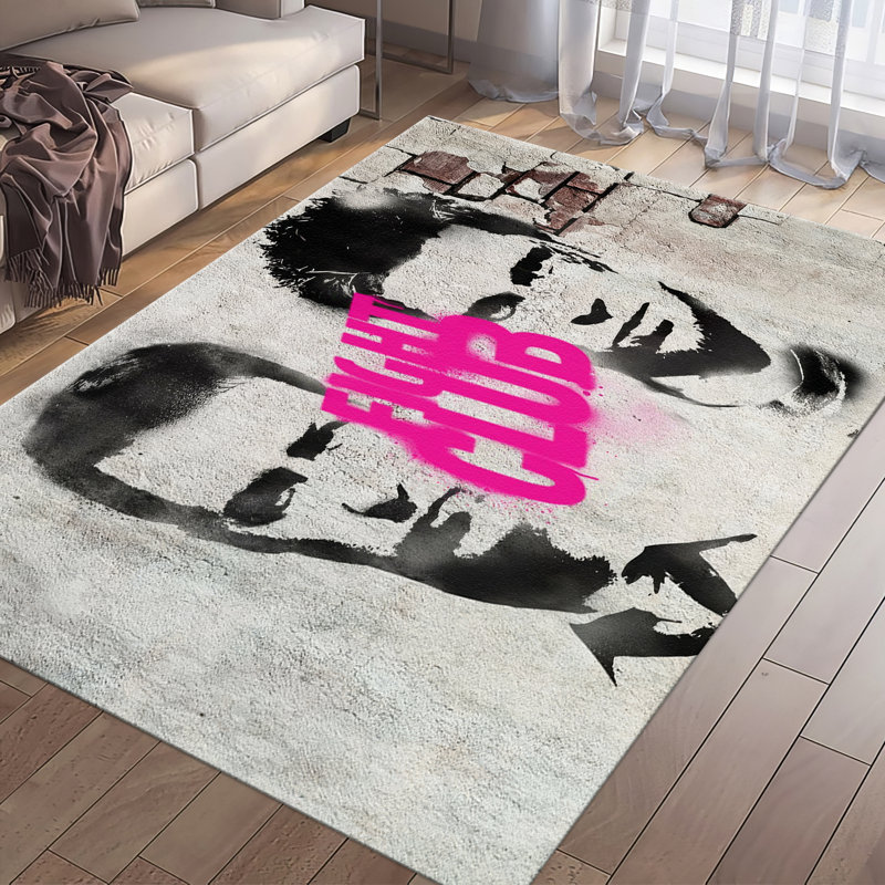 Chic Non-Woven Thin Type Printed Rug Featuring an Abstract Geometric Pattern Perfect for an Artful Touch in Your Living Space