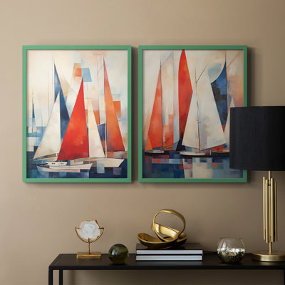 NAUTICAL Series CDVI - reproduction encadrée de qualité supérieure - prête à être accrochée - aucun clou requis - aucun clou requis