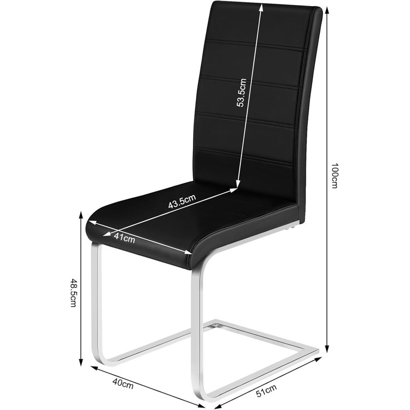48.5cm H Upholstered Cantilever Chair, Black