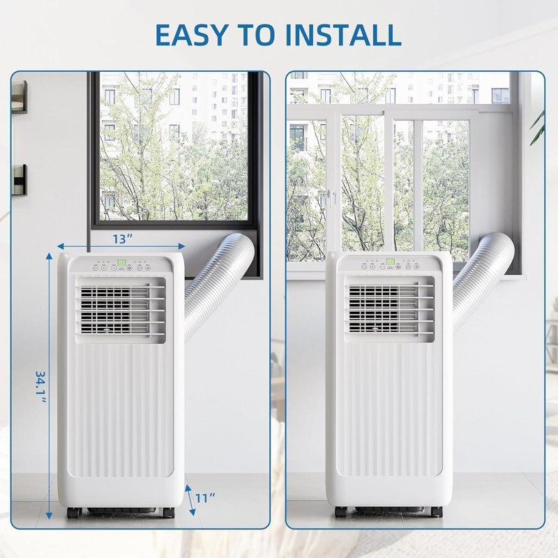 8000 BTU Portable Air Conditioners, with 24H Timer & Remote Control, White