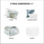 Édredon 6 pièces en coton bleu avec coussin décoratif - Imprimé tropical pour une chambre côtière chaleureuse, facile à nettoyer et lavable à la machine