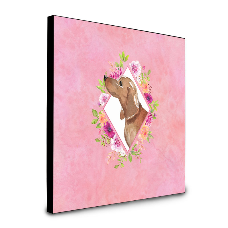 Panneau mural Dollman Flowers, Rose, Teckel brun