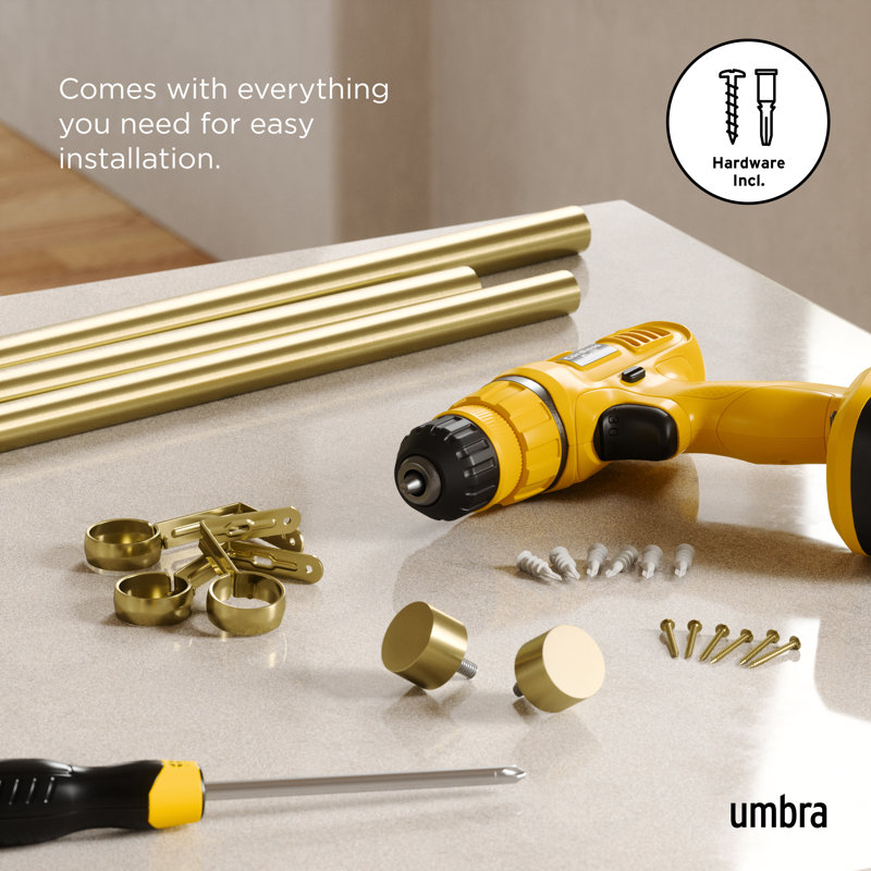Gold Adjustable Metal Curtain Rod with Matching Finials