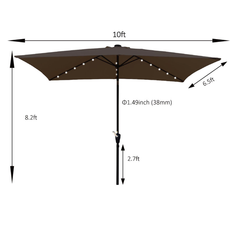 Parasol lumineux à énergie solaire à DEL, Chocolat