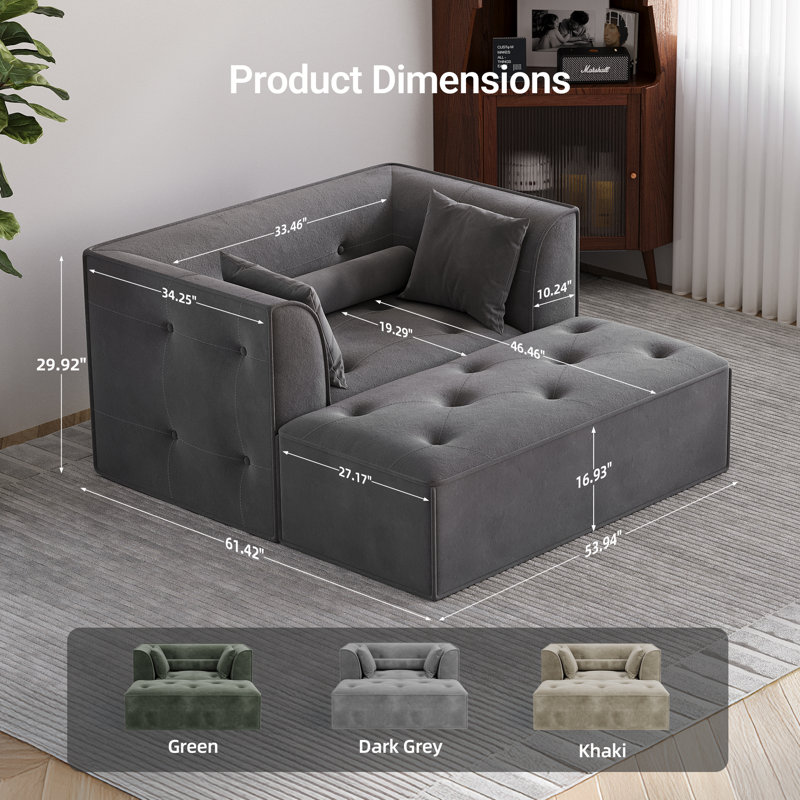 Canapé moderne avec repose-pieds et coussins amovibles, Gris