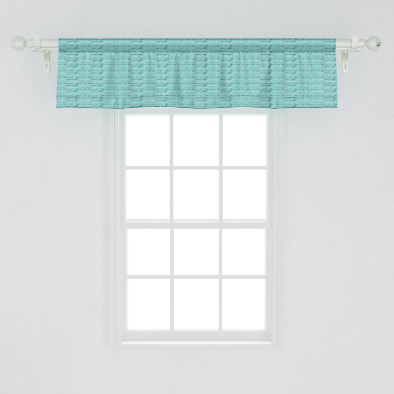 Cantonnière Ambesonne bleu sarcelle - paquet de 2 flèches rétro - gris / blanc