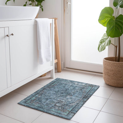 Tapis bleu intérieur / extérieur lavable à la machine Claudian ACN1646