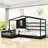  Twin Wood House Bed with Fence and Slatted Frame-1577662659