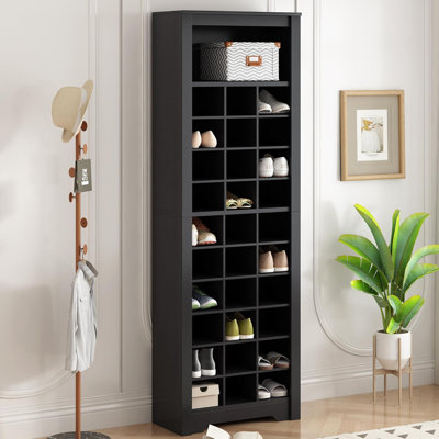Modern 30-Cubby Shoe Storage Cabinet, Freestanding Tall Organizer With Versatile Multi-Purpose Use For Hallway Or Bedroom