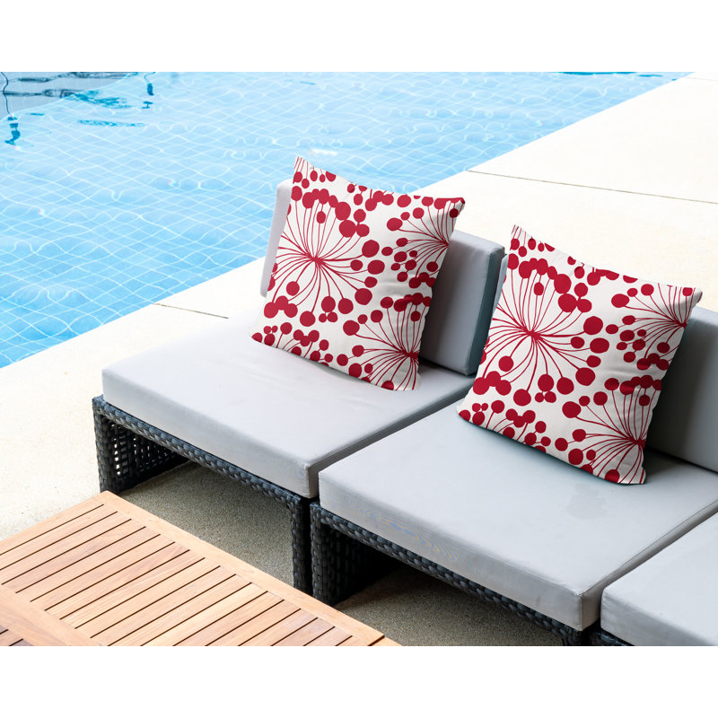 Housse et insert de coussin décoratif intérieur / extérieur en mélange de polyester, L 15 po x H 15 po, Rouge