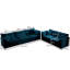 Canapé bleu 2 places + 3 places, salon profond, éponge et structure en bois moderne, chenille, confort
