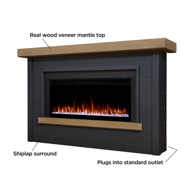 Bernice 65" Landscape Electric Fireplace by Real Flame, Charcoal, Smart Firebox