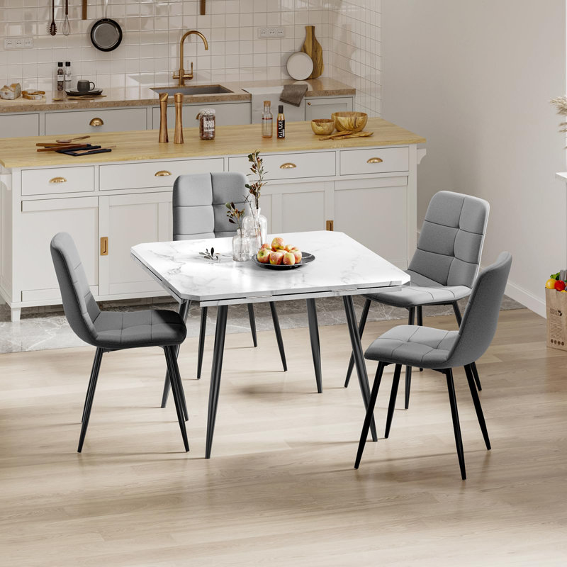 4 - Person Dining Set, White, Grey