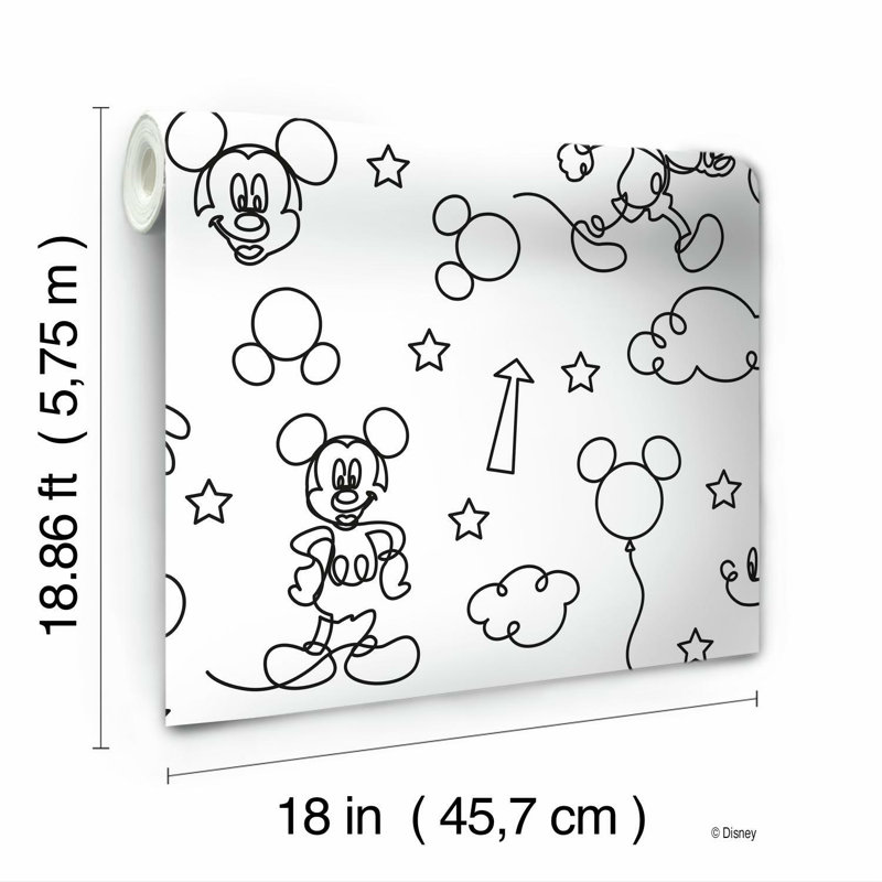 Papier peint adhésif Disney Mickey Mouse, Noir et blanc