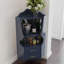 Bar d'angle, 2 tablettes ouvertes / 2 tiroirs, dossier en miroir - bleu