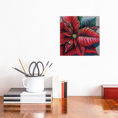 Poinsettia. Étoile de Noël - reproduction d'art murale - toile tendue