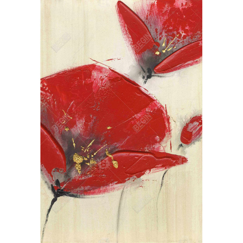" Three Red Flowers With Texture "