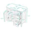 Meuble-lavabo en bois avec lavabo, 3 tiroirs et tablette réglable en forme de U