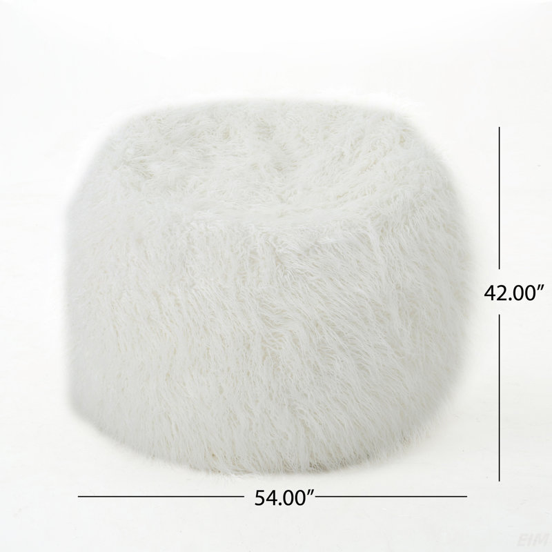 Fauteuil à billes arrondi en fausse fourrure Mahin, 5 pieds, Blanc