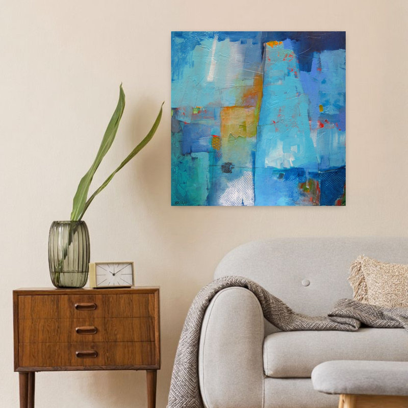 Juxtaposition, art contemporain abstrait, H 24 po x l 24 po