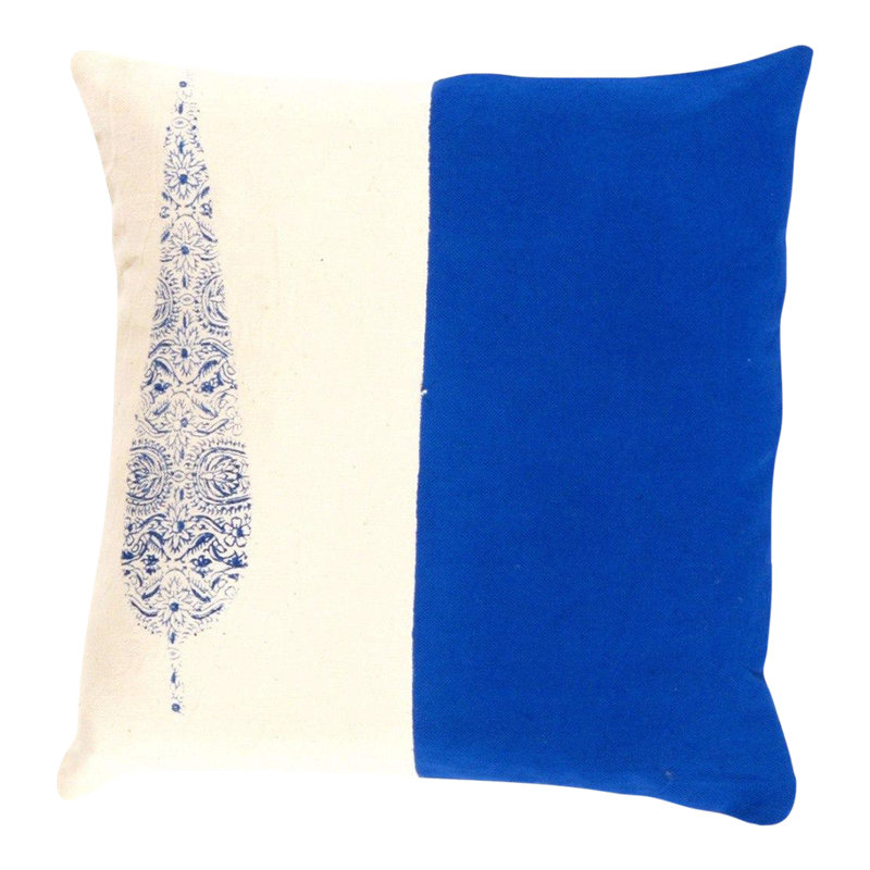 Gloria Square Pillow Cover & Insert, Blue/White
