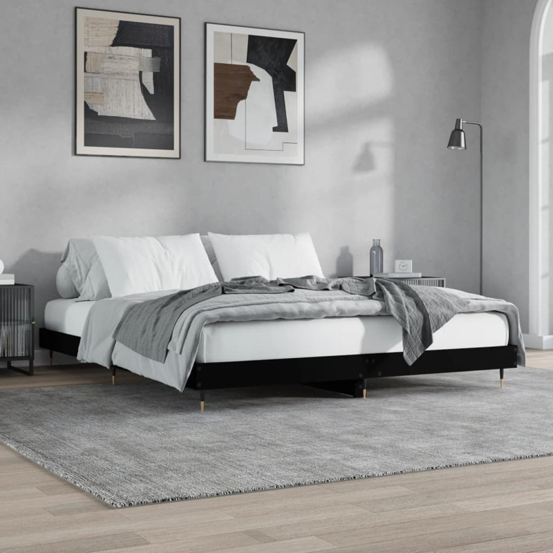 Loginov Bed Frame, 140 x 200cm, Grey Sonoma/Gold