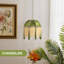 Abat-jour avec pampilles, abat-jour victorien, lampe de remplacement en velours doré de 25 cm, abat-jour festonné en forme de cloche (vert olive)