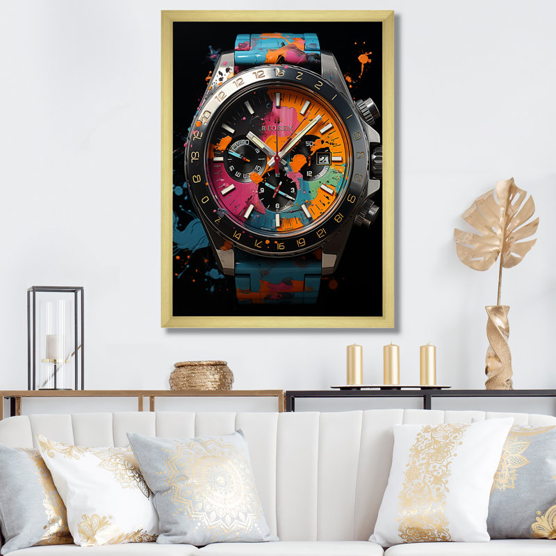 Impression sur toile, montre de luxe en acier Sentinel I, H 32 po x l 16 po x P 1 po, Encadrement doré