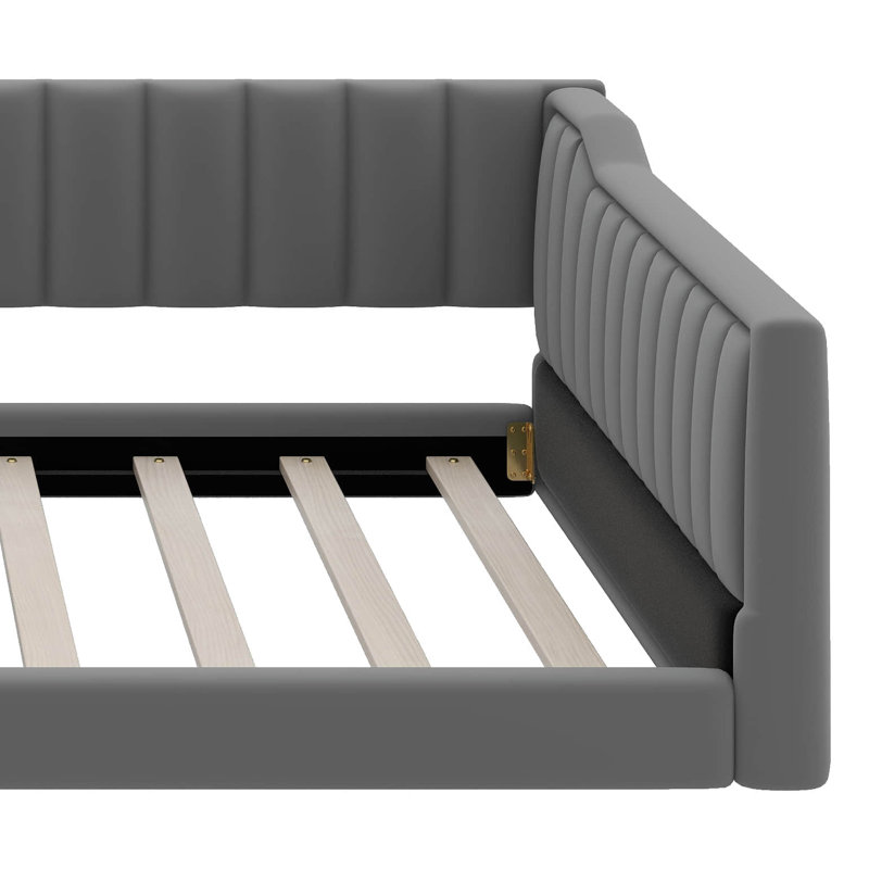 Upholstery Daybed And Side Storage Pocket, Full XL, Gray