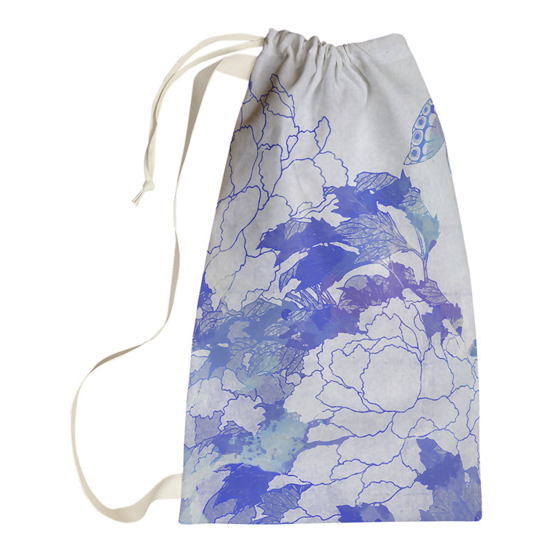 Sac à linge aquarelle pivoines et papillons, Petit (H 64 po x l 20 po x P 1,5 po)