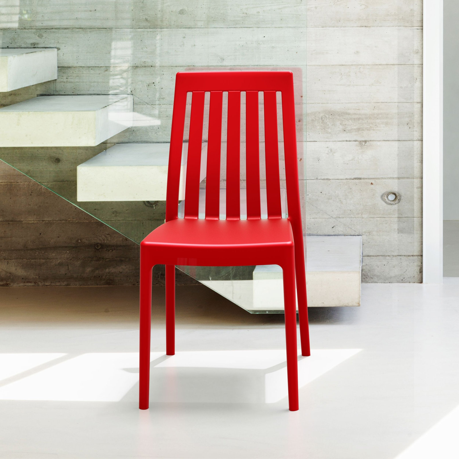 Kenno Stackable Patio Side Chair, Red