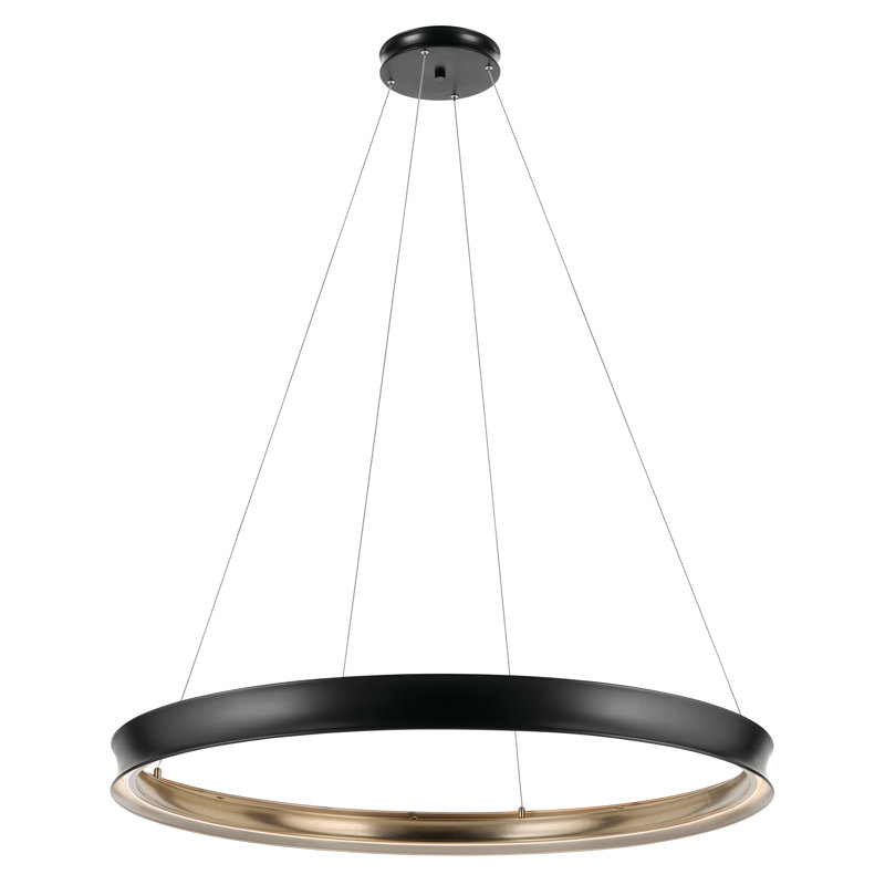 Soft Modern Circular LED Chandelier, Satin Black, 3.75" H x 49.5" W x 49.5" D