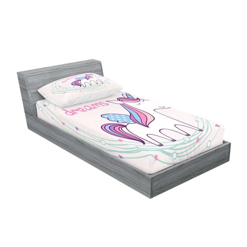 Multicolore ensemble de draps et taies décoratives Saying Ambesonne, Ensemble de draps pour lit simple avec deux taies 