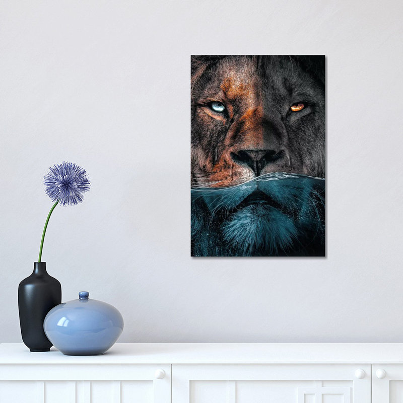 Badass Lion by Zenja Gammer - Print on Canvas, Wrapped Canvas, 30.48 cm H x 45.72 cm W